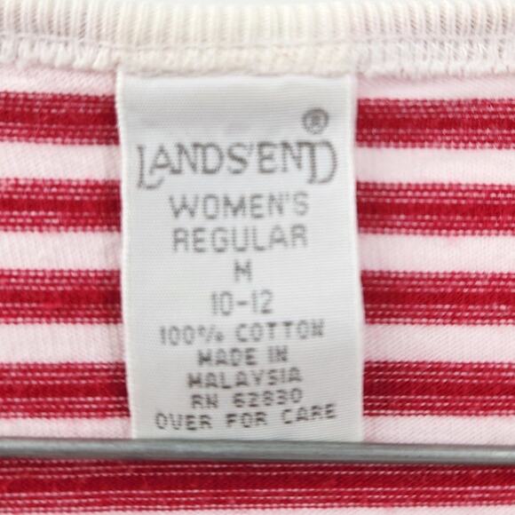 Lands' End Red and White Striped Short Sleeve Top Womens Size Medium M - Picture 3 of 3